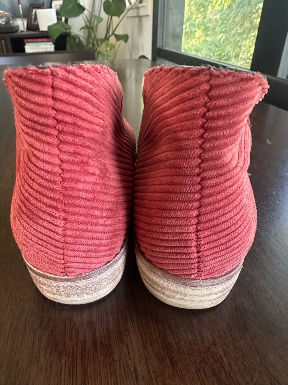 Free People Royale Corduroy Cutout Ankle Flats Rust Red 37 7 Flawless - Picture 4 of 7